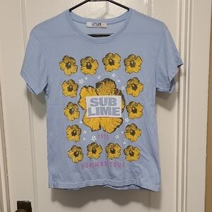 Anthropologie Light Blue Floral Graphic Tee